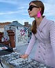 kolczyki - inne Kolczyki RAW, duże neon róż skóra naturalna