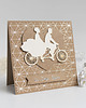 kartki scrapbooking Kartka ślubna z parą młodą na rowerze