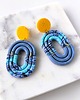 kolczyki z masy plastycznej Wiszące kolczyki geometryczne niebieskie owale