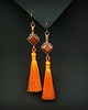 kolczyki wire wrapping Długie kolczyki z karneolem i chwostem