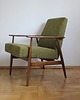 fotele Fotel Lisek PRL, Typ 300-190, Po renowacji, Vintage, zielony; Dębowy