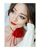 chokery Czerwony   choker z jedwabiu