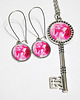 komplet biżuterii Naszyjnik klucz i kolczyki  - Różowa pelargonia