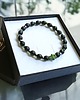 bransoletki z kamieni naturalnych HAMSA - ochrona - fasetowany onyks mat, hematyt emerald