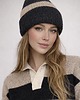 czapki damskie Czapka Mila beanie paski podwójne ocieplenie baby alpaka wełna merino