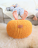 pufy do siedzenia Pufa żółta bawełniana okrągła handmade