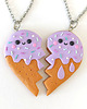 naszyjniki - inne Fioletowy Naszyjnik Serce Naszyjnik 2 Połówki Serca