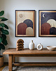 obrazy Drewniany dyptyk w stylu boho i midcentury. Słońce i księżyc. Dzień i noc.