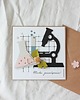 kartki scrapbooking Chemia. Kartka z mikroskopem dla chemika