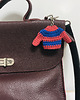 breloki Breloczek - szydełkowy sweterek w czerwono niebieskie paski