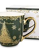 dekoracje świąteczne Kubek porcelanowy 11x15x11,5 cm CONIFERE 560 ml zielony