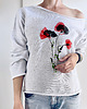 bluza bez kaptura damska Maki tusze Szara bluza cięta Bez ściągaczy