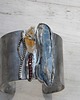 bransoletki wire wrapping Kianit / cytryn / granaty  -  bransoleta mankiet CUFF