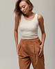 topy damskie Bawełniany, prążkowany top, NATURAL BEIGE