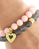 bransoletki z kamieni naturalnych Light pink jade with gray agate set.