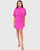 sukienki midi damskie Różowa sukienka mini z marszczoną talią DA1782 HOT PINK