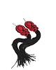 kolczyki soutache Kolczyki sutasz czerwono-czarne z chwostem