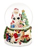 dekoracje świąteczne Kula śnieżna z Mikołajem i choinką 14,5x10,5x9,5 cm pozytywka