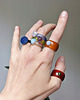 pierścionek z żywicy Masywny Pierścionek z Kamieniem Naturalnym  Chunky Jelly Ring