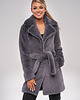 płaszcze damskie Szary Płaszcz ze Sztucznego Futra