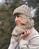 czapki damskie WOOLY Komplet czapka i komin beż