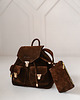 plecaki Plecak z kieszeniami - skórzany - damski - zamszowy - brąz