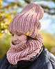 czapki damskie Różowy komplet zimowy czapka i komin Peruvian WOOLY
