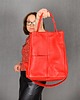 torby na ramię Skórzana torebka - worek czerwona