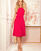sukienki midi damskie 311-5 LILA Plisowana sukienka MALINOWA