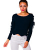 swetry damskie  Sweter - crop ze sznurowaniem