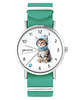 zegarki damskie Zegarek - Kotek - turkusowy, nylonowy