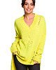 swetry damskie  Sweter z dziurami - żółty (BK-028)