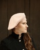 czapki damskie Klasyczny beret z antenką z wełny alpaki pudrowo różowy