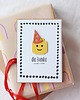 kartki scrapbooking Żółty ludzik. Kartka urodzinowa dla fanów klocków