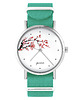 zegarki damskie Zegarek - Kwiat wiśni - turkusowy, nylonowy