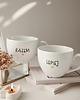 kubki Zestaw 2 białych kubków porcelanowych 500 ml - motyw złotego serca z napisem