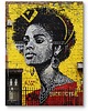 plakaty Plakat portret kobiety street art do salonu żółto-biały