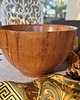 miski i misy Średniej wielkości, głęboka, misa z drewna ze złotymi akcentami