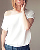 t-shirt damskie Asymetryczny Biały Oversize Bez Nadruku