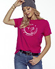 t-shirt damskie T-SHIRT RÓŻOWY BASIC z nadrukiem Koliber magenta