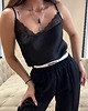topy damskie Top z koronką CZARNY