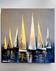 obrazy SZCZĘŚLIWE JACHTY  - unikat obraz ręcznie malowany akryl 120x120cm