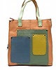 torby na ramię Torebka damska shopper, pojemna, skórzana ze skrawków kolorowa OLIVKA