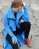 bluza bez kaptura damska Płaszcz damski ze stójką , bawełna wejście na kciuki kolor niebieski