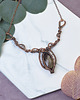 kolie Miedziany naszyjnik wire wrapping z kwarcem dymnym #499
