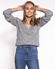 swetry damskie  Kardigan o oversize'owym kroju - SWE271 szary MKM