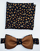 muszki i krawaty Mucha / muszka męska  brązowo czarna / skóra / jedwab