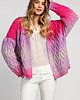 kardigany damskie Multikolorowy zapinany kardigan z aranowym splotem F1972 sweetpink
