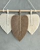 makramy Makrama Liście Beż Ecru Elegancka Precyzyjne Rękodzieło Boho 30 cm