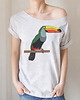 t-shirt damskie Koszulka Tukan Kolorowy Szary Oversize